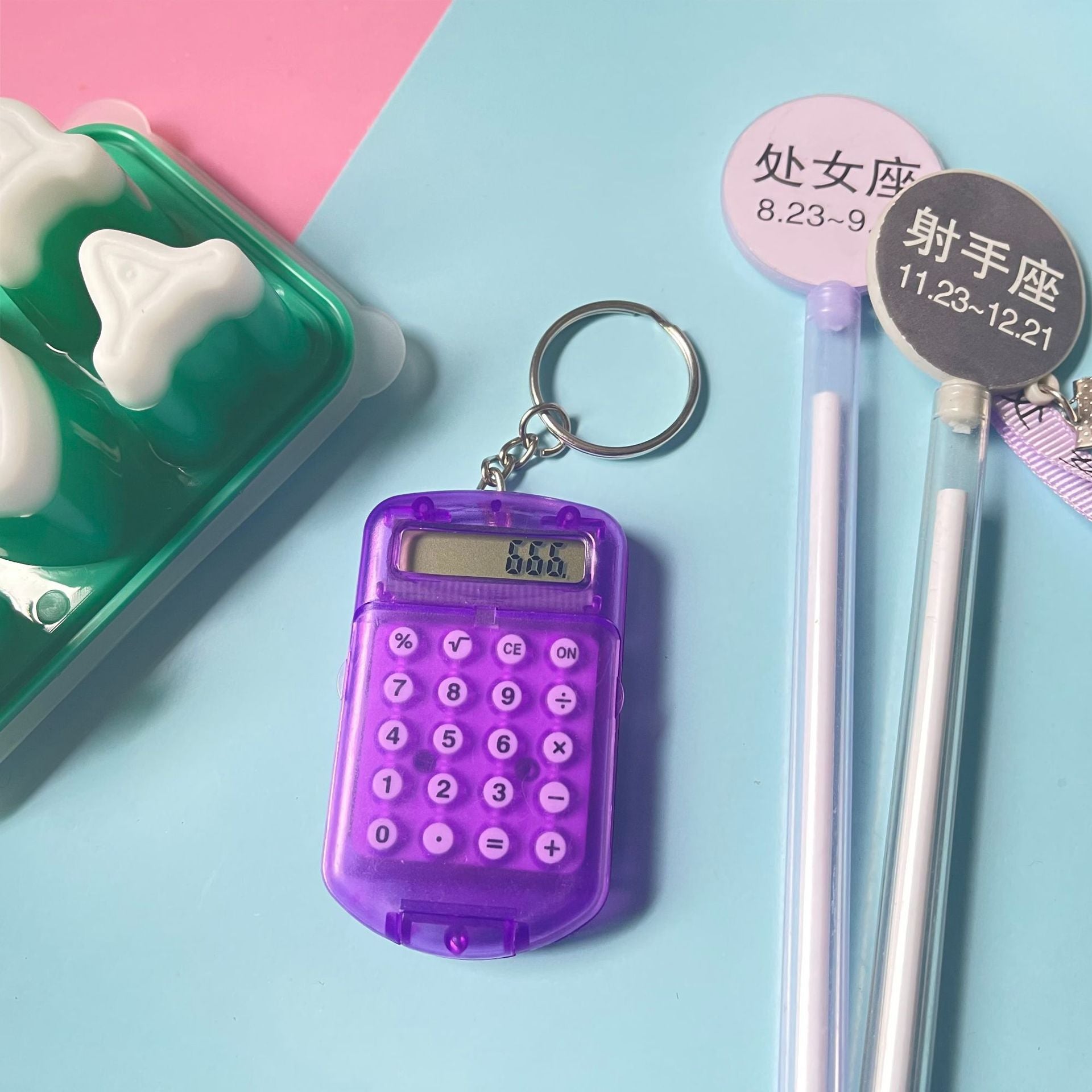 Wholesale Flip Transparent Calculator Mini Keychain